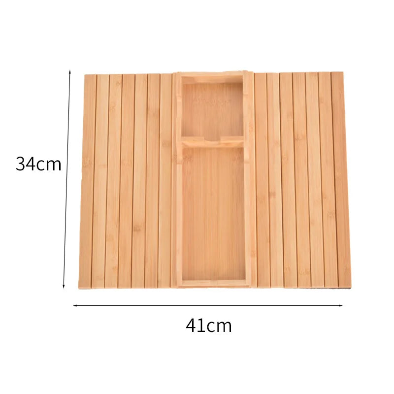 Bamboo Couch Cup Holder with Side Storage Pocket Anti-Slip Bamboo Sofa Armrest Tray Foldable Sofa Cup Holder for Cup Snack Drink